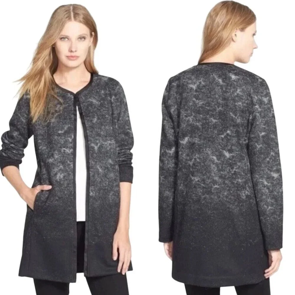 Eileen Fisher Felted Wool Sprinkles Ombre Quiet Luxury Open Front Jacket Size L